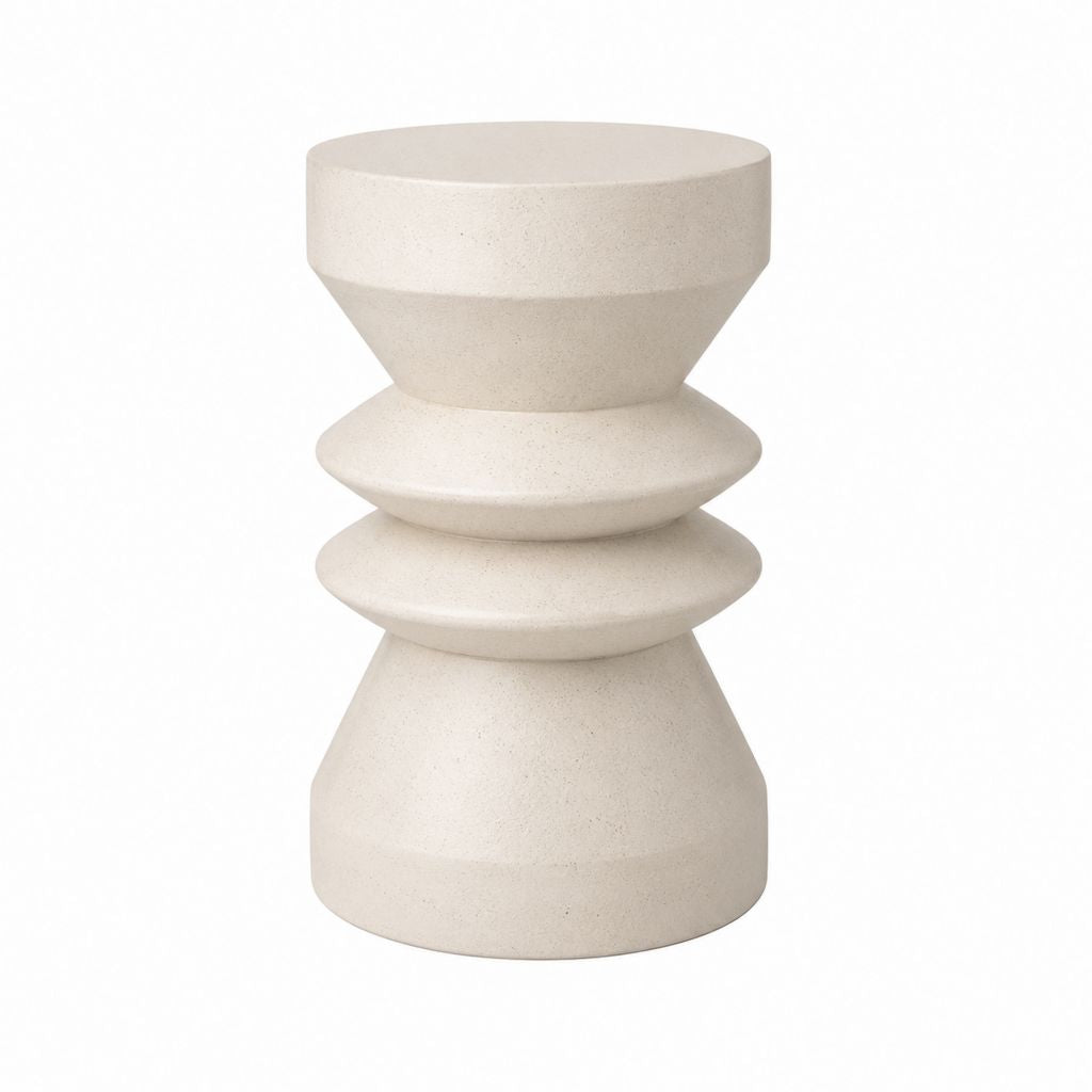 Table d'appoint ronde beige en béton fibré Ø 40 cm x H 50 cm