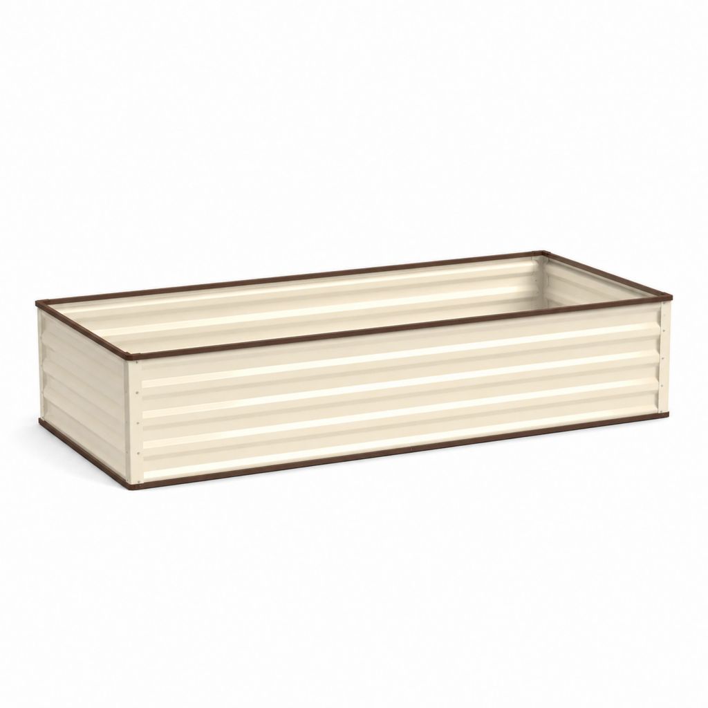 Jardinière surélevée rectangulaire crème en acier galvanisé 120 x 60 x 30 cm
