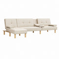 Canapé d'angle 3 places beige en polyester et bois massif 280 x 155 x 85 cm