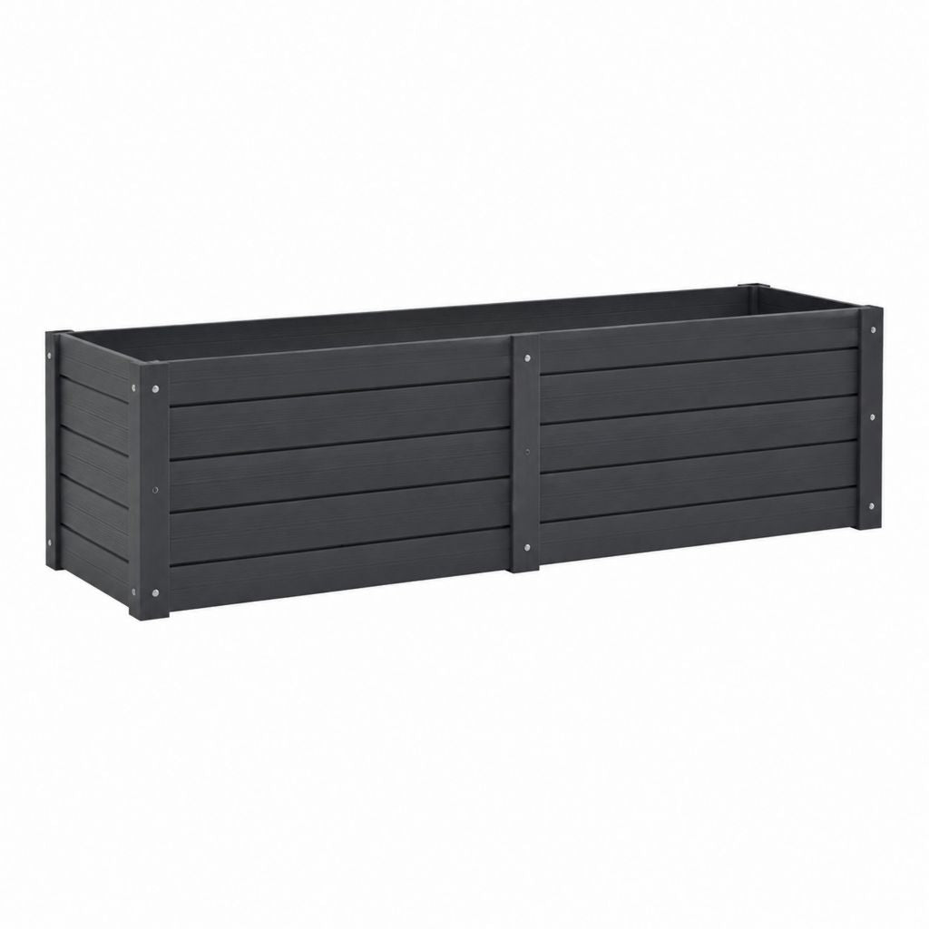 Jardinière surélevée rectangulaire noire en composite bois-polymère WPC 150 x 50 x 54 cm