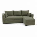 Canapé d'angle convertible vert olive en polyester côtelé 230 x 145 x 85 cm