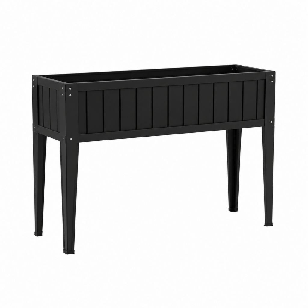 Jardinière surélevée rectangulaire noire en acier 100 x 40 x 80 cm