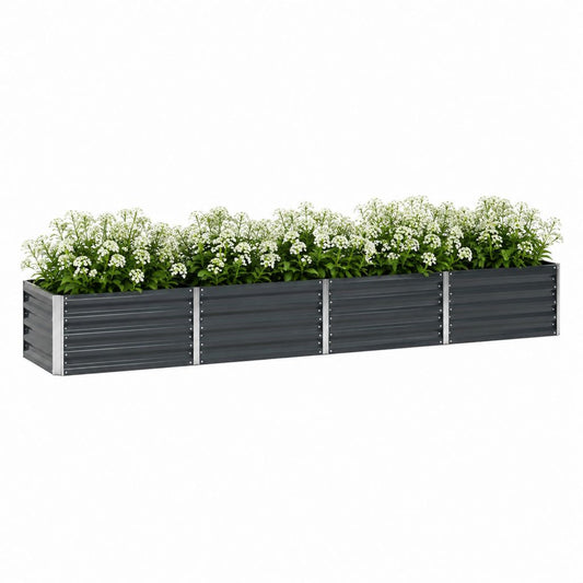 Jardinière surélevée rectangulaire anthracite en acier galvanisé 320 x 80 x 45 cm