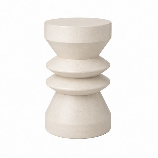 Table d'appoint ronde beige en béton fibré Ø 40 cm x H 50 cm