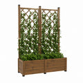 Jardinière avec treillis double en bois de sapin massif marron 100 x 43 x 142 cm