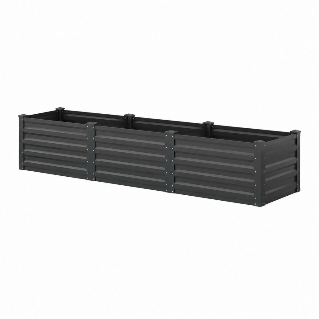 Jardinière surélevée rectangulaire noire en acier galvanisé 240 x 80 x 40 cm
