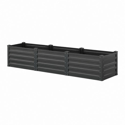 Jardinière surélevée rectangulaire noire en acier galvanisé 240 x 80 x 40 cm